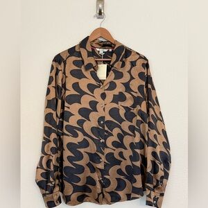 Boden Brown and Black Abstract Print Shirt Viscose & Silk Blend
